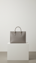 Minimalist Leather Briefcase Gray