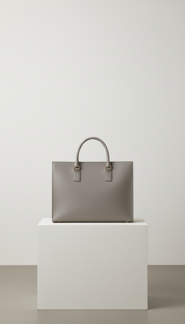 Minimalist Leather Briefcase Gray