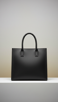 Structured Leather Work Tote Black